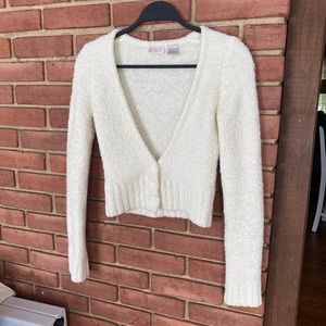 Y2K Soft Cropped Cream Sweater Sz S